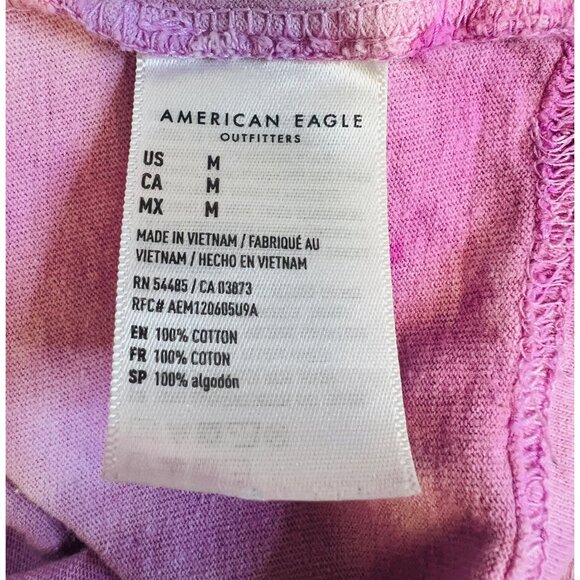 American Eagle Pink Tie Dye Medium Long Sleeve Shirt 100% Cotton - Picture 4 of 5